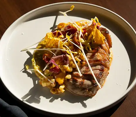 Pork Chop with Corn and Succotash
